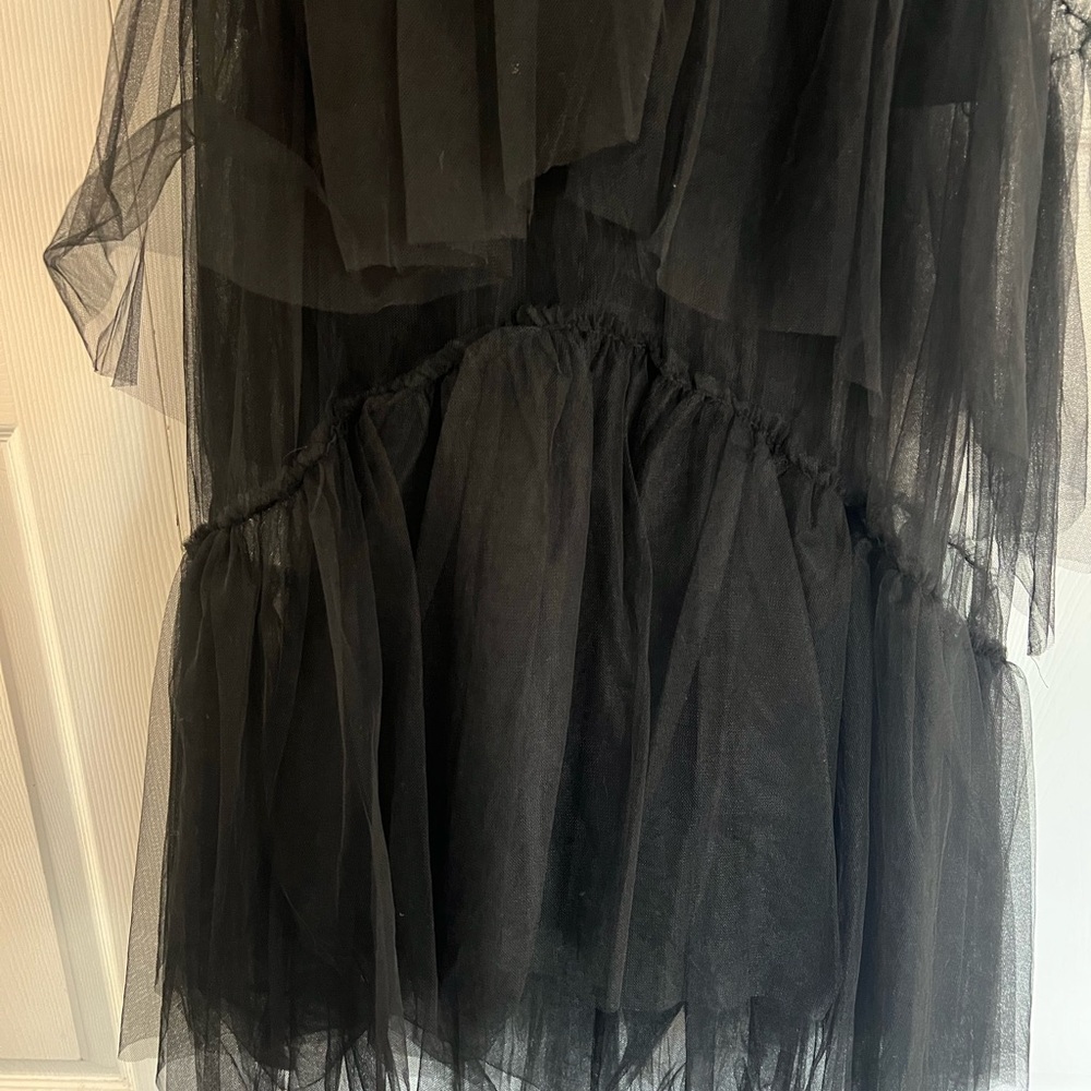 BCBG Black Mesh Dress / Oly Tiered Ruffle Tulle Evening Gown - Picture 2 of 6